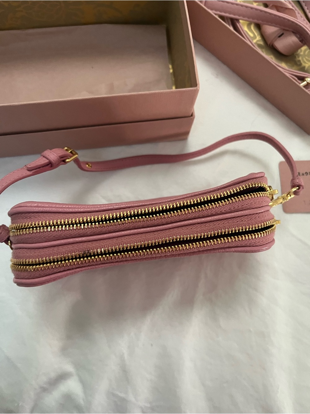 Miu Miu Pink Madras Camera Bag Leather Small - Picture 4 of 9